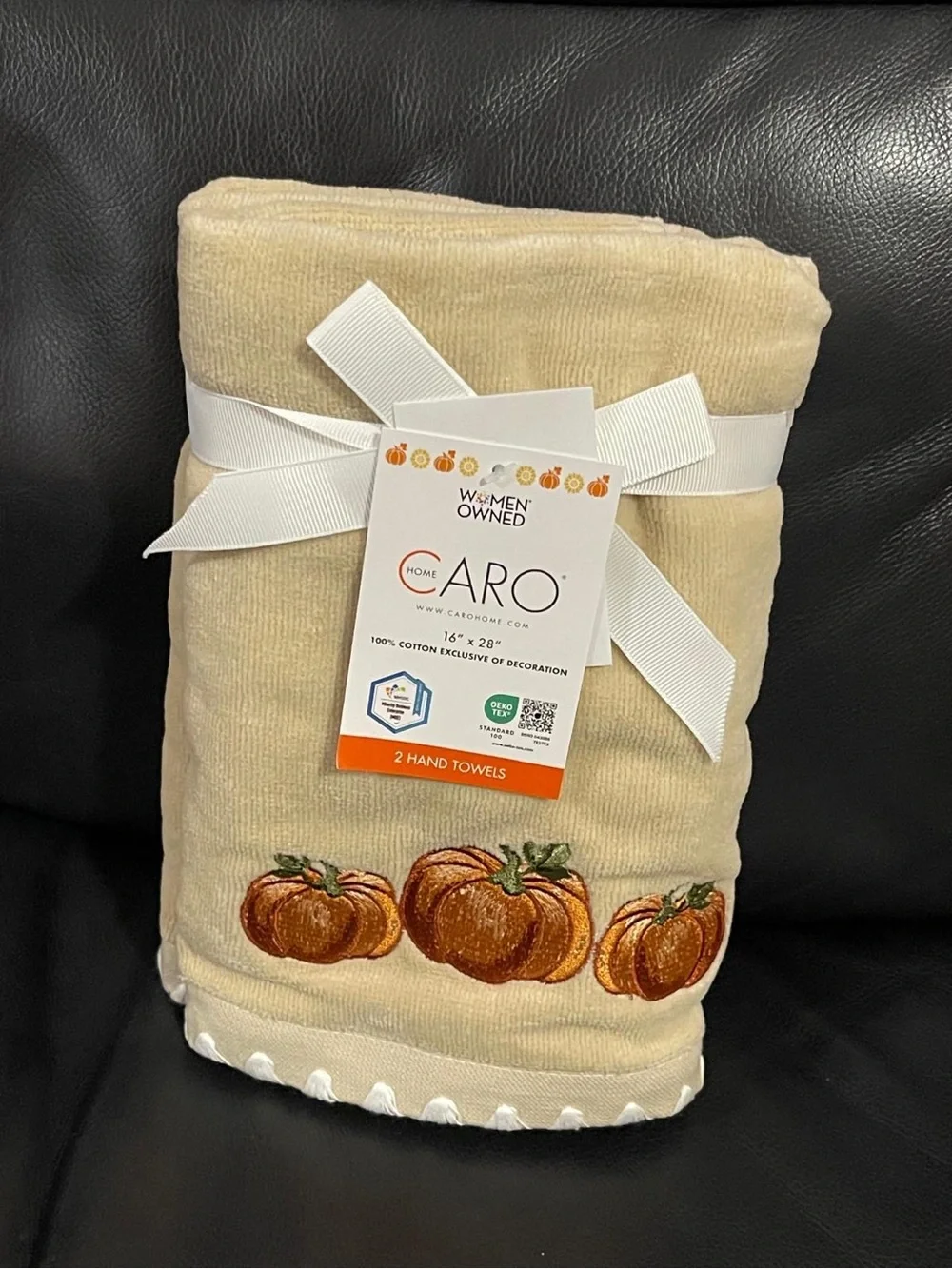 Thanksgiving CARO HOME Pumpkin Hand Towels (2) Thanksgiving Pumpkin Towels